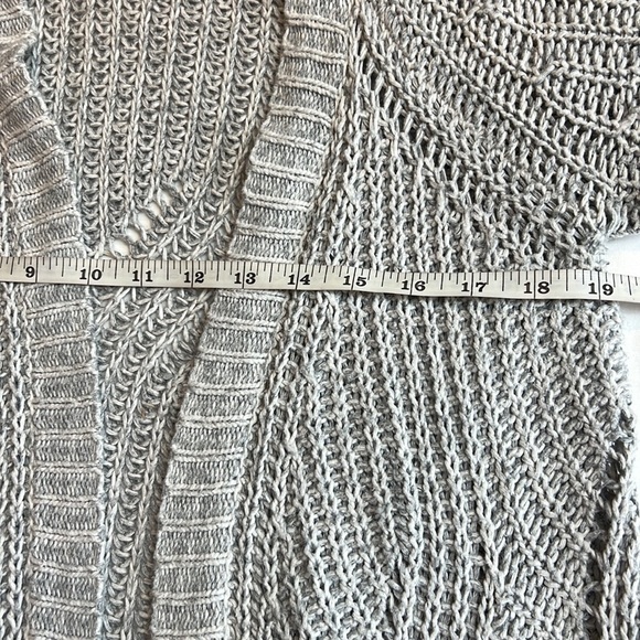 Anthropologie Moth long Midi Light Gray open knit cardigan SZ M - Picture 9 of 10